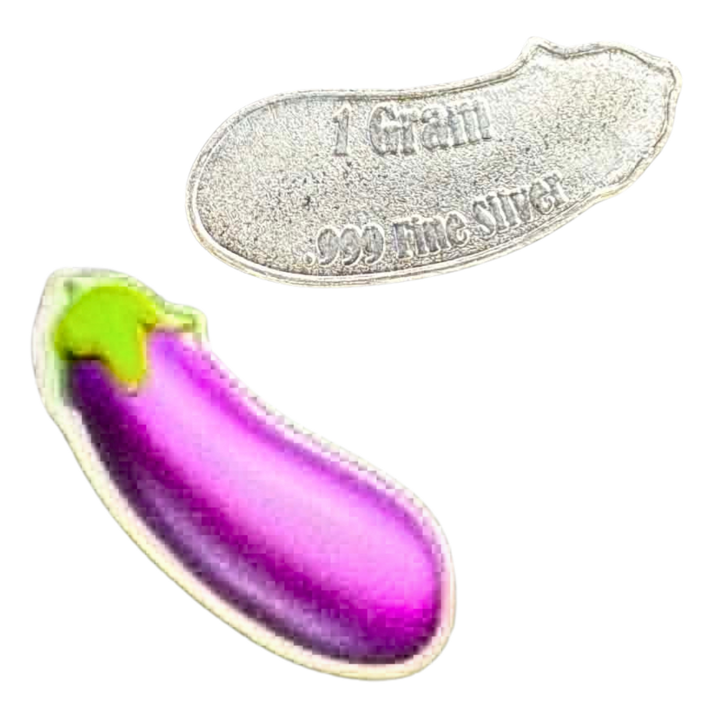 1g gram .999 Fine Silver Eggplant Emoji | Colorized
