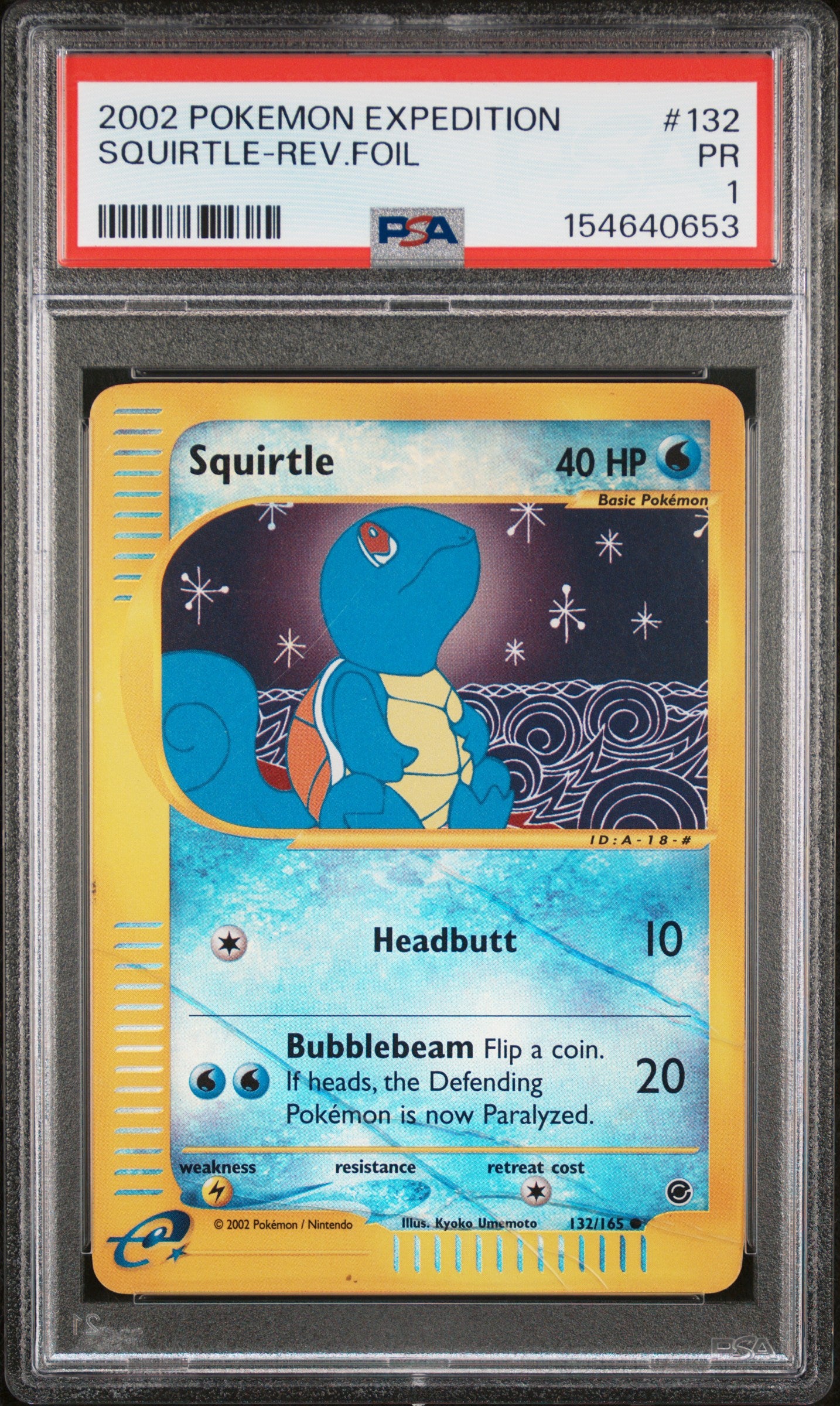 Squirtle Reverse Holo PSA 1 2002 Pokemon Expedition #132 POP 4