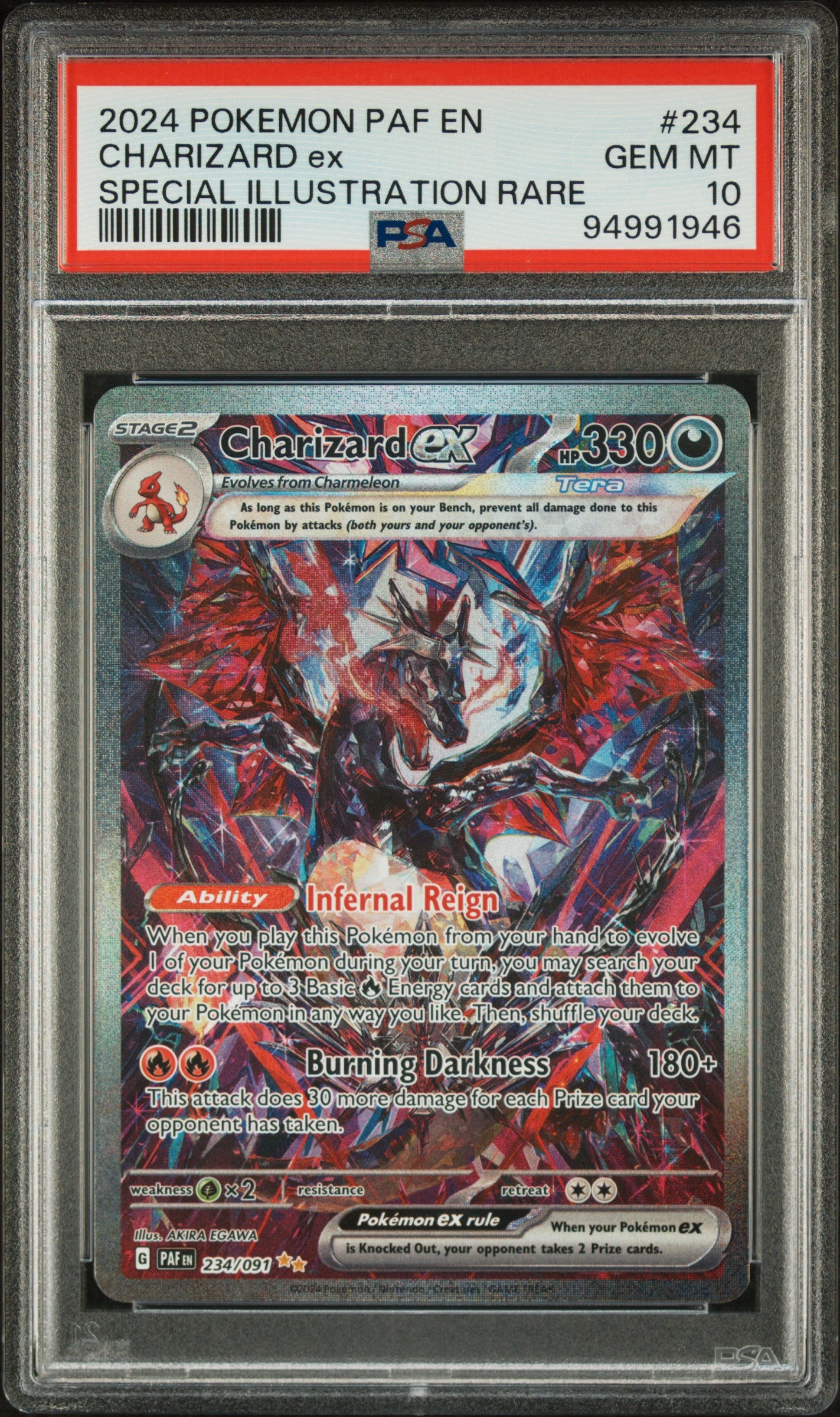 2024 charizard pokemon card ex PSA 10 En Paldean Fates #234 Fat Pack Bundle GEM MT 10 Player New Pokémon TCG Accessories Case Color:Silver