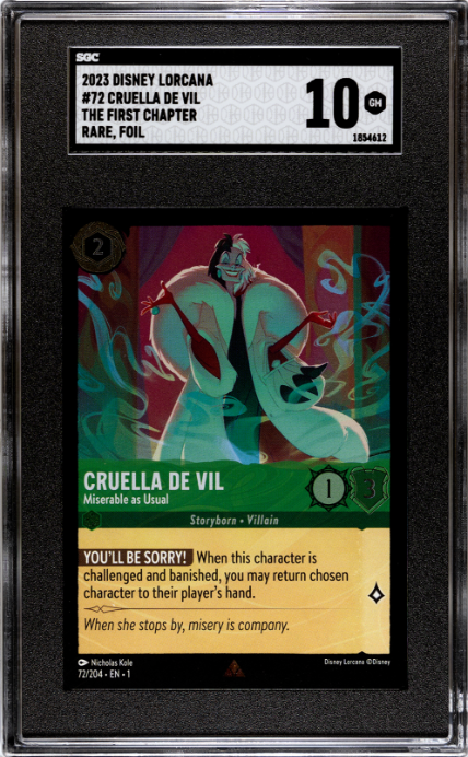Cruella De Vil Rare Foil SGC 10 2023 Disney Lorcana The First Chapter #72