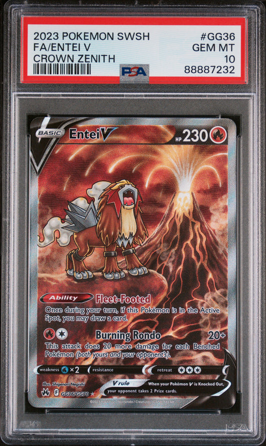 Entei V Galarian Gallery PSA 10Crown Zenith #GG36