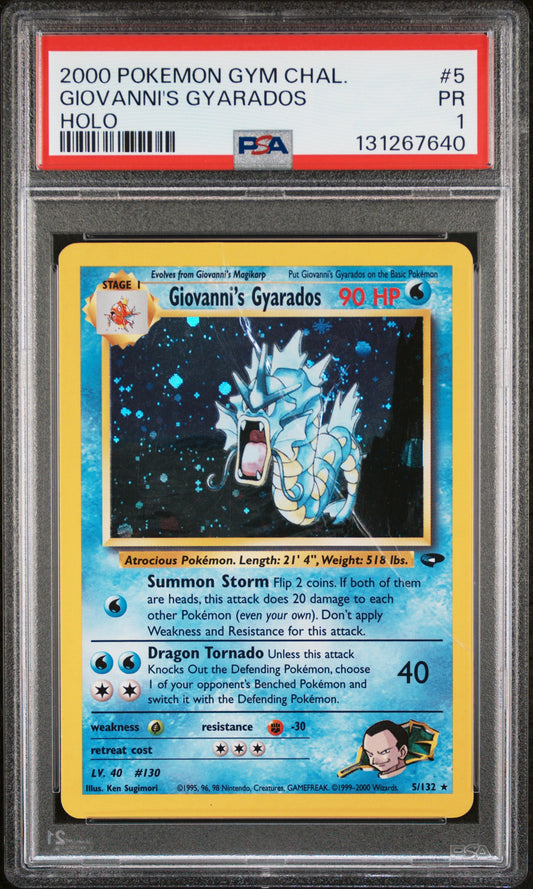 Giovanni's Gyarados Holo PSA 1 Gym Challenge #5 POP 27
