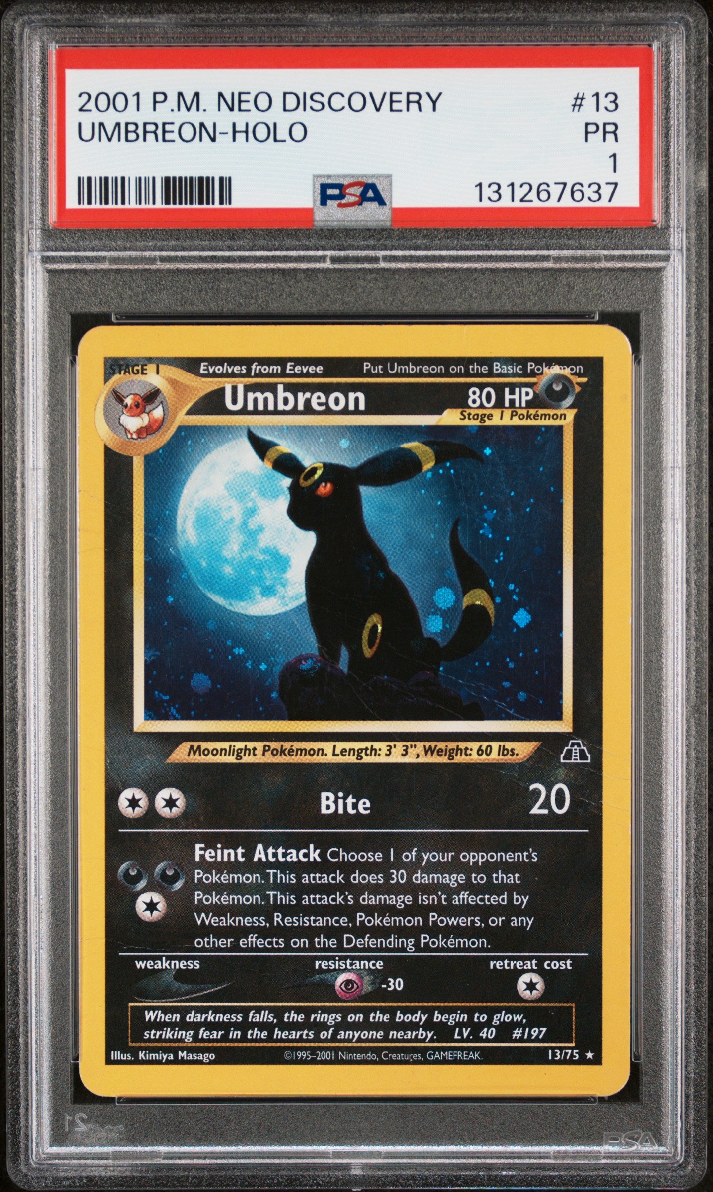 Umbreon Holo PSA 1 Neo Discovery #13