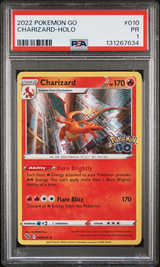 Charizard Holo PSA 1 2022 Pokemon Go #010 POP 2