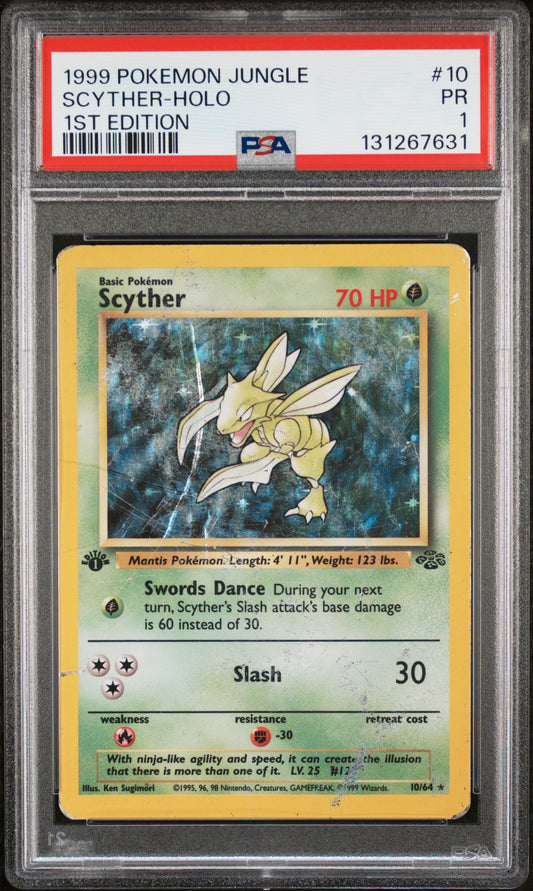Scyther Holo 1st Edition PSA 1 1999 Pokemon Jungle #10 POP 16