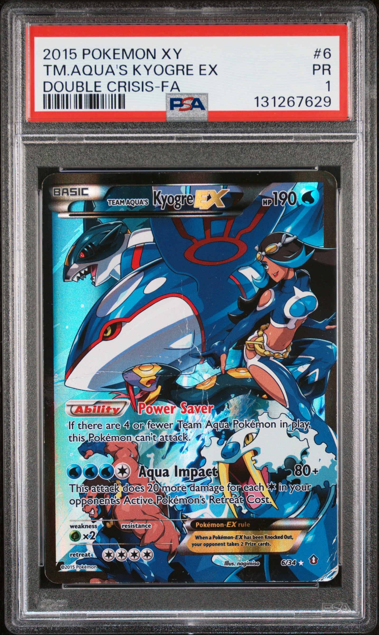 Team Aqua's Kyogre Ex PSA 1 XY Double Crisis #6