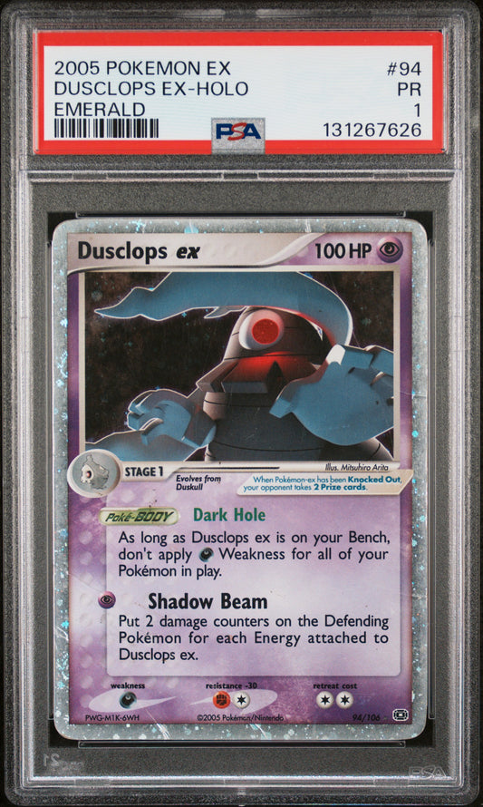 Dusclops ex Holo PSA 1 Ex Emerald #94 POP 10