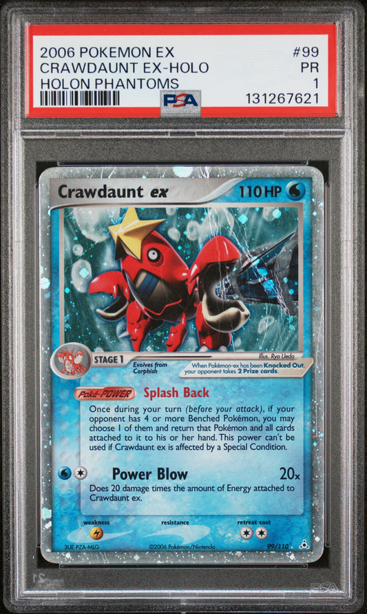 Crawdaunt ex Holo PSA 1 Ex Holon Phantoms #99 POP 11