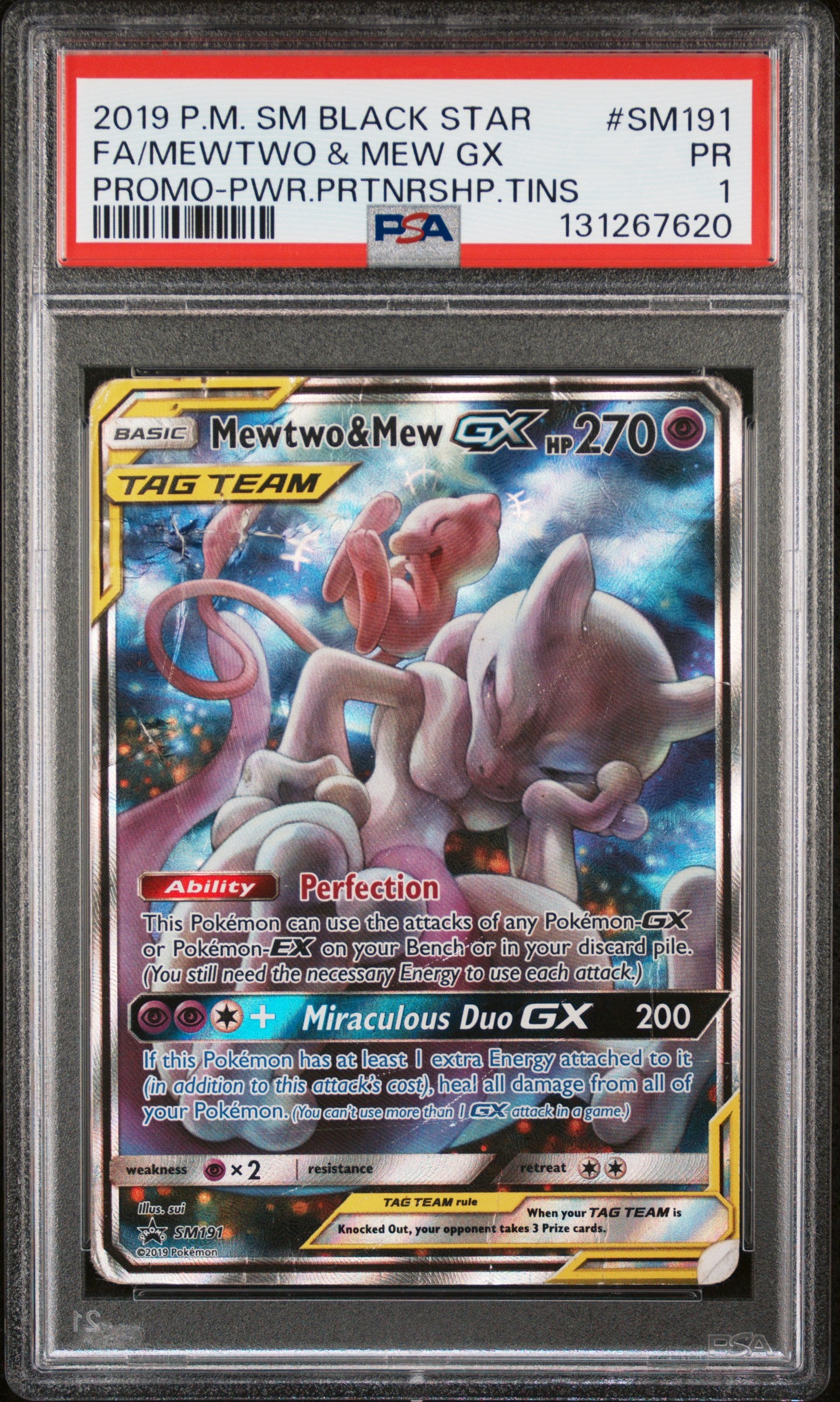 Mewtwo & Mew GX Promo PSA 1 Black Star Promo #SM191 Low POP