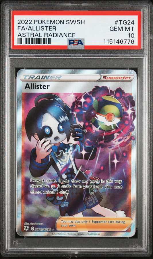 Allister PSA 10 Pokemon Sword & Shield Astral Radiance #TG24
