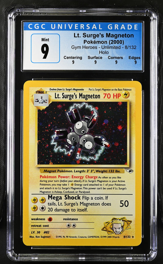 Lt. Surge's Magneton CGC 9 2000 Gym Heroes #8/132