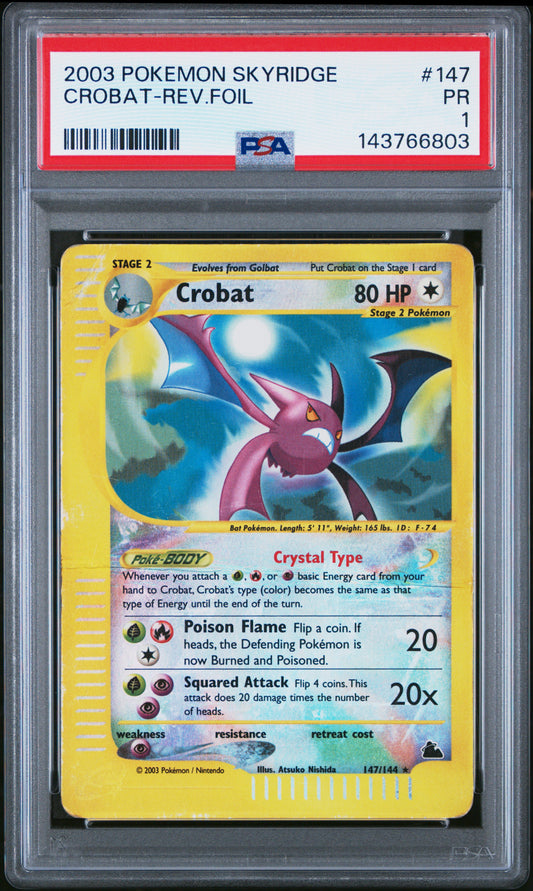 Crobat Reverse Holo PSA 1 2003 Pokemon Skyridge #147 POP 13