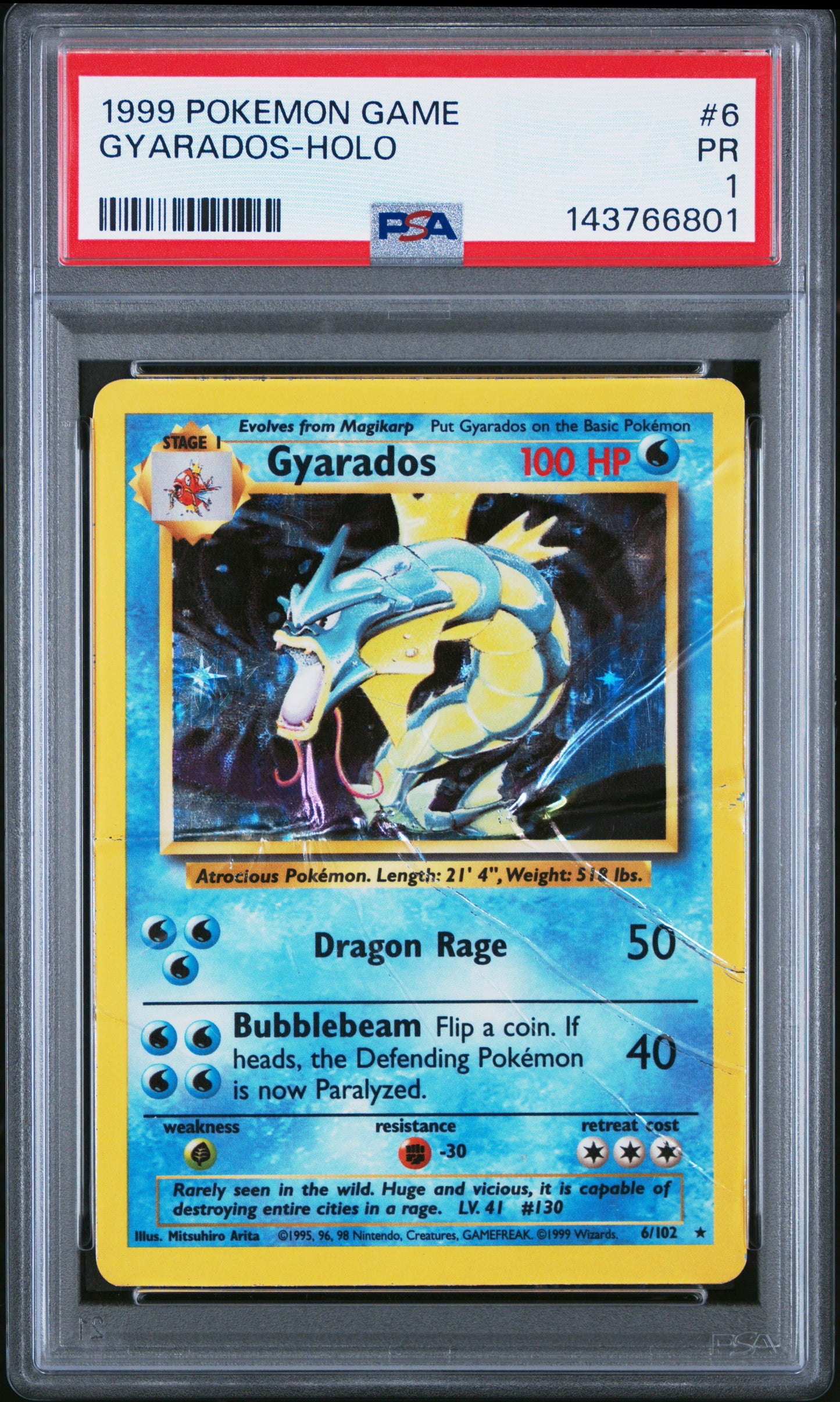 Gyarados Holo PSA 1 1999 Pokemon Base Set #6