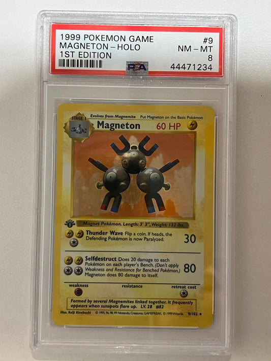 Magneton Holo 1st Edition PSA 8 1999 Pokemon Base Set Shadowless #9