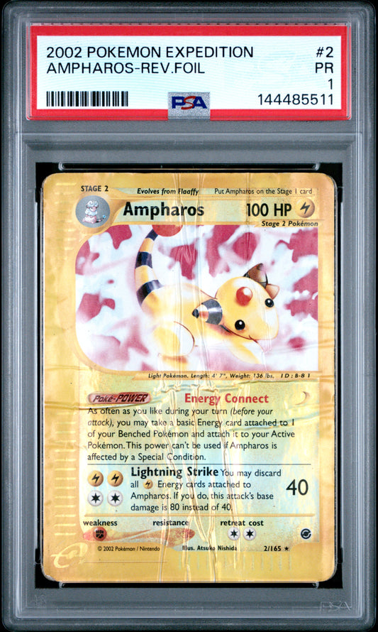 Ampharos Reverse Holo PSA 1 2002 Pokemon Expedition #2 POP 1