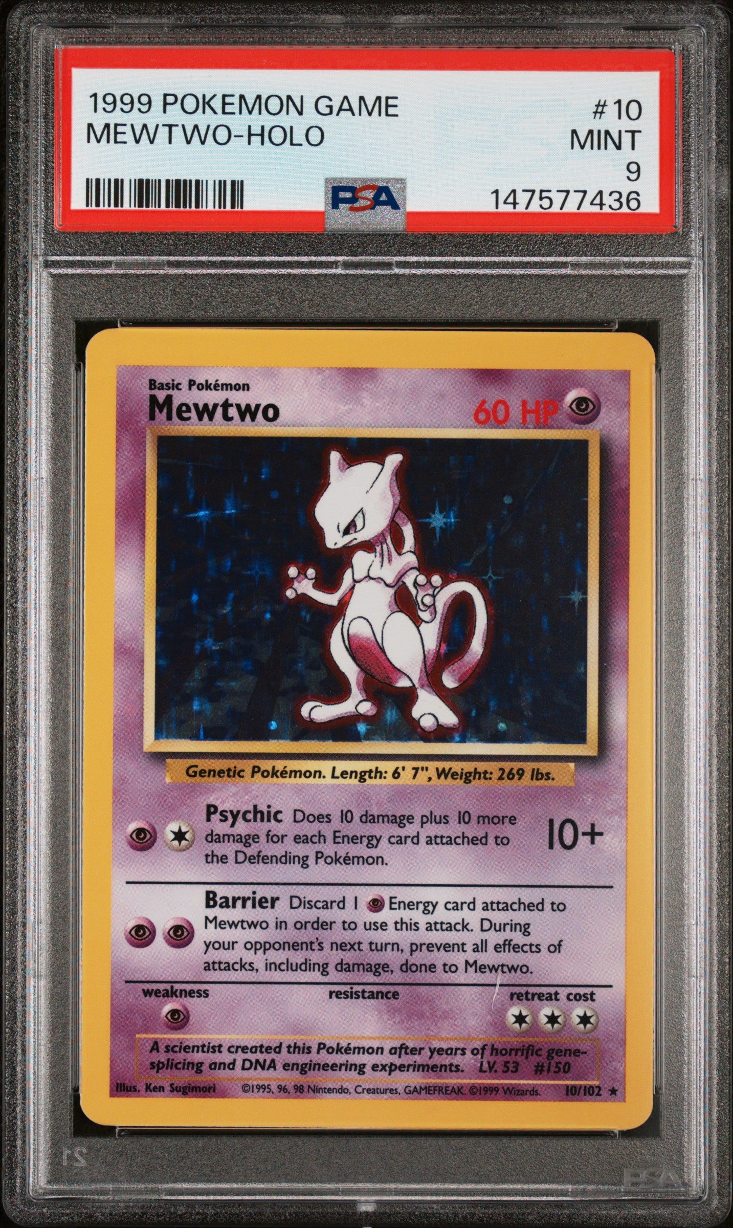 Mewtwo Holo PSA 9 1999 Pokemon Base Set #10