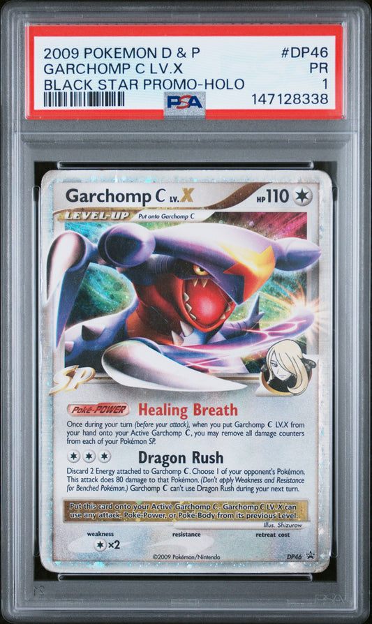 Garchomp C Lv. X Holo PSA 1 2009 Diamond & Pearl Black Star Promo #DP46 POP 10