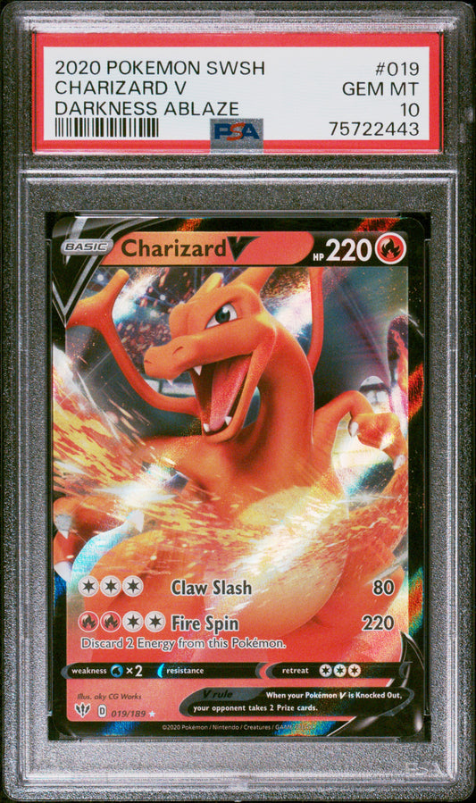 Charizard V PSA 10 2020 Pokemon Sword & Shield Darkness Ablaze #019