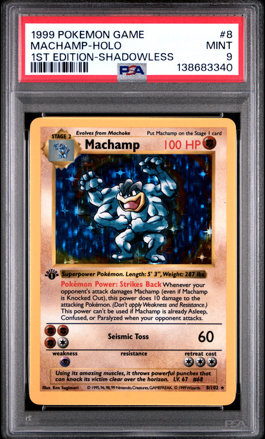 Machamp Holo 1st Edition Shadowless PSA 9 1999 Pokemon Base Set Shadowless #8