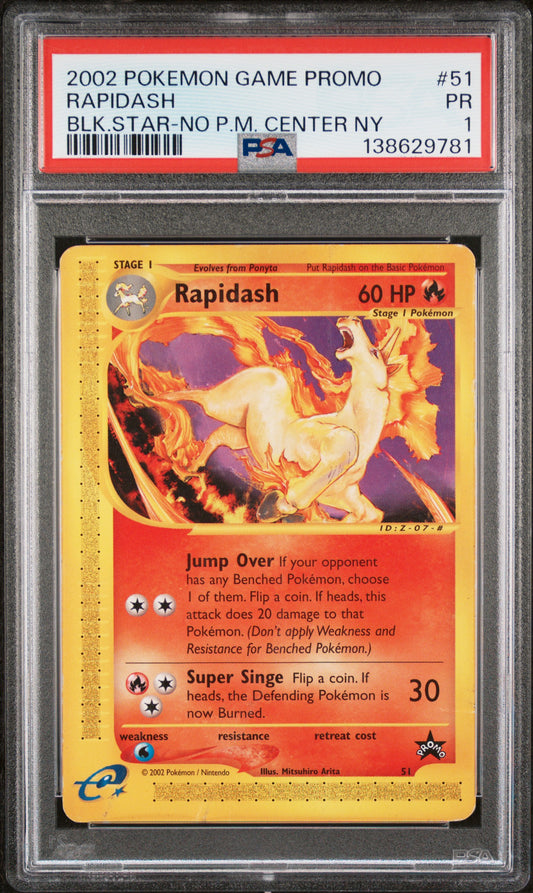 Rapidash PSA 1 2002 Pokemon Center New York Black Star Promo #51 POP 5