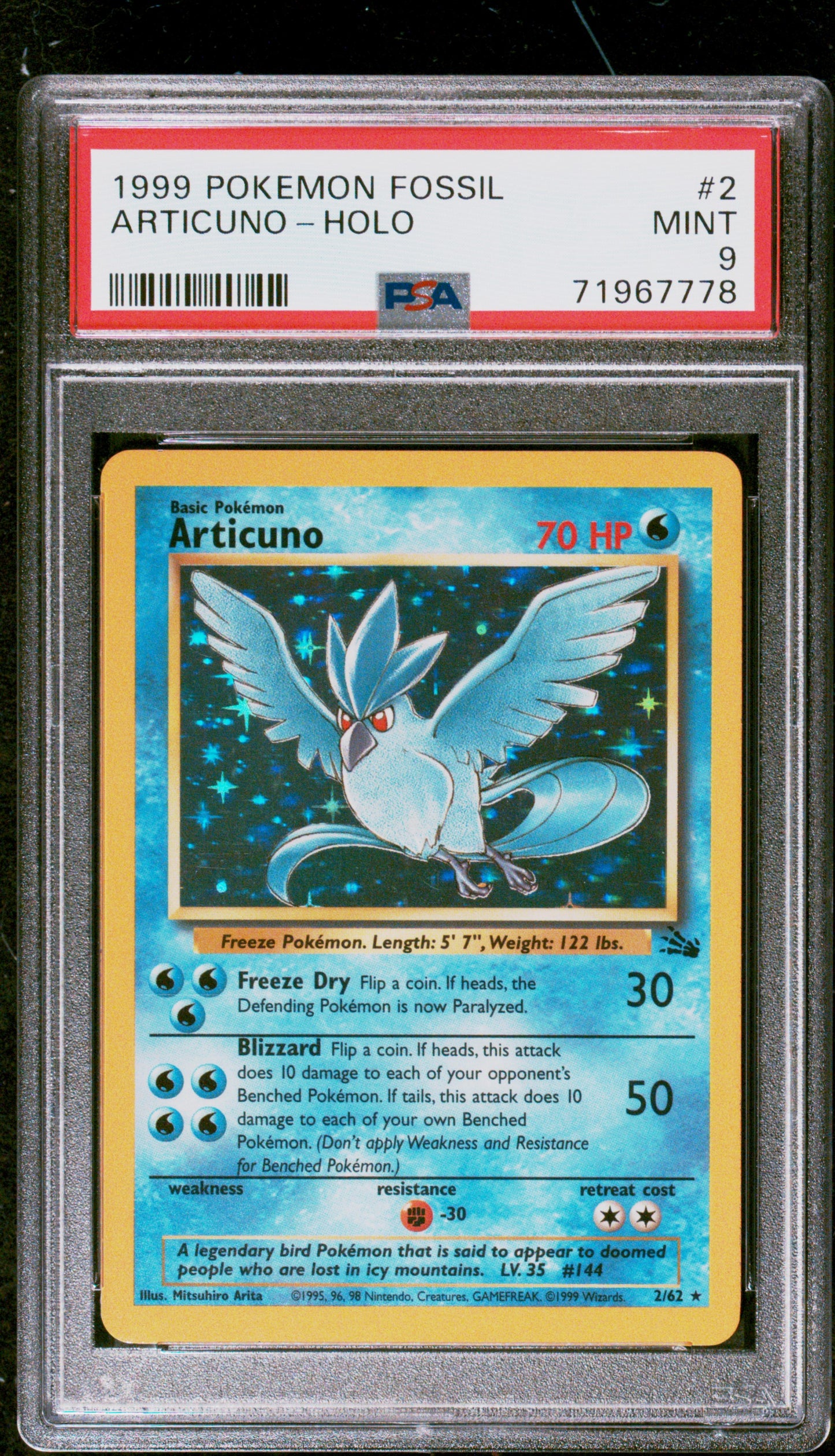 Articuno Holo PSA 9 1999 Pokemon Fossil #2