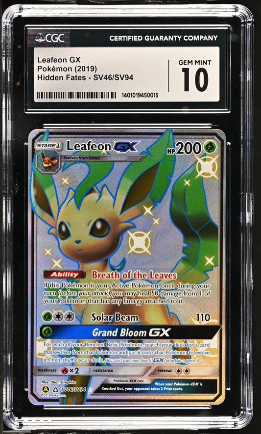 Leafeon GX CGC 10 2019 Hidden Fates #SV46/SV94