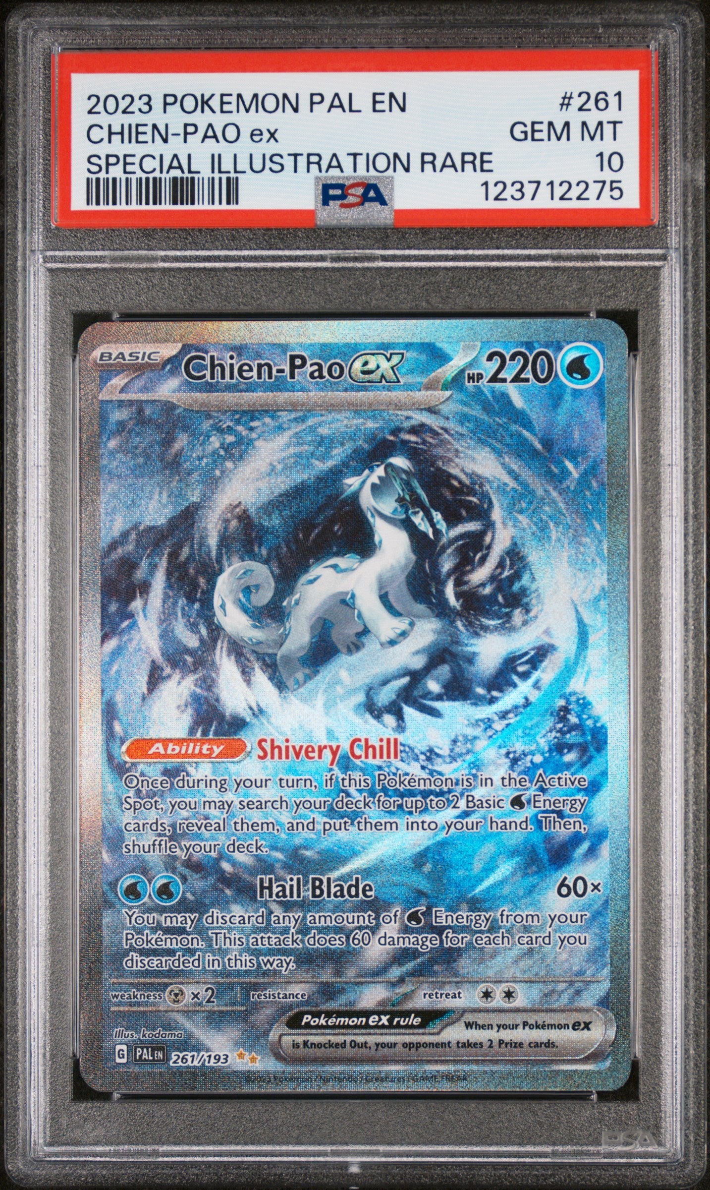 Chien Pao ex PSA 10 2023 Pokemon Pal En-Paldea Evolved #261