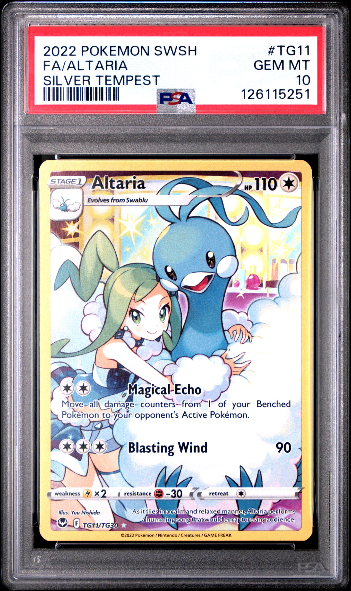 Altaria PSA 10 2022 Pokemon Sword & Shield Silver Tempest #TG11