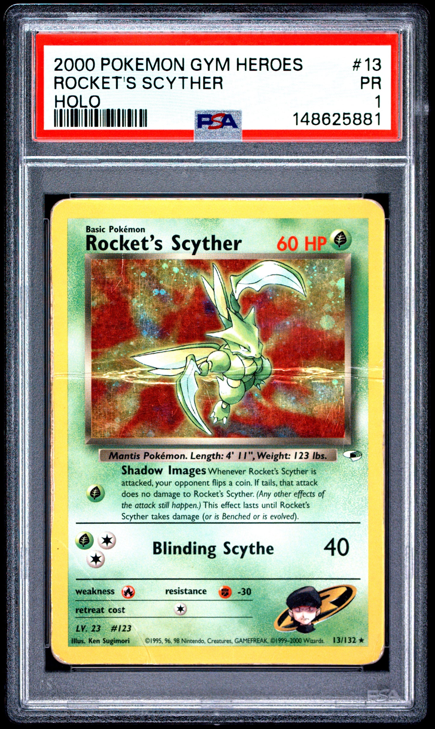 Rocket's Scyther Holo PSA 1 2000 Pokemon Gym Heroes #13 LOW POP