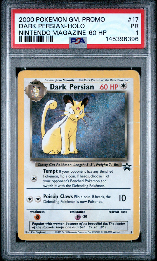 Dark Persian Holo PSA 1 2000 Promo Nintendo Magazine 60 HP #17 POP 18