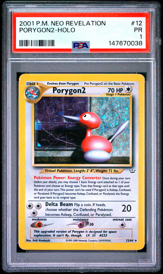 Porygon2 Holo PSA 1 2001 Pokemon Neo Revelation #12 POP 3