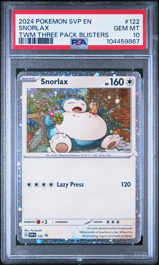 Snorlax PSA 10 2024 Pokemon Svp En SV Black Star Promo #122