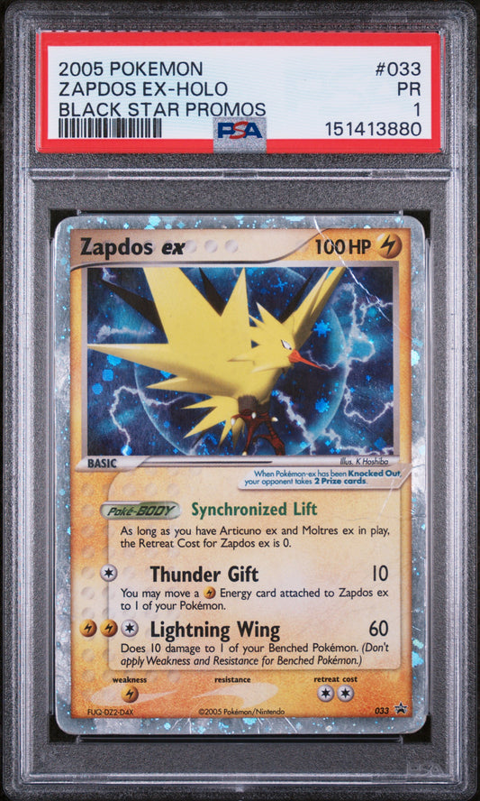 Zapdos ex Holo PSA 1 2005 Pokemon Black Star Promos #033 LOW POP