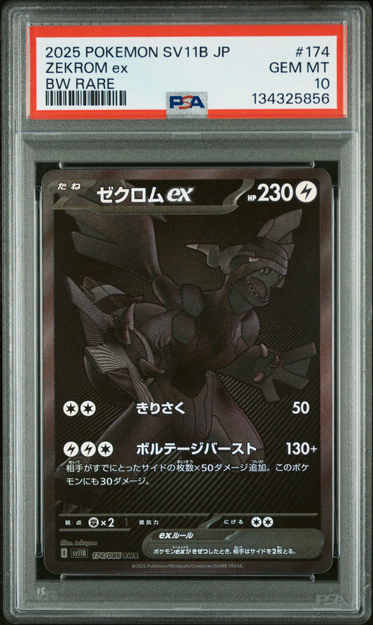 Zekrom ex PSA 10 2025 Pokemon Japanese Sv11b Black Bolt #174