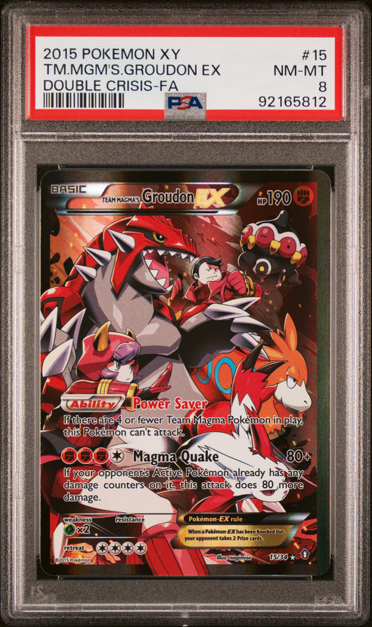 Team Magma's Groudon EX PSA 8 2015 Pokemon XYDouble Crisis #15