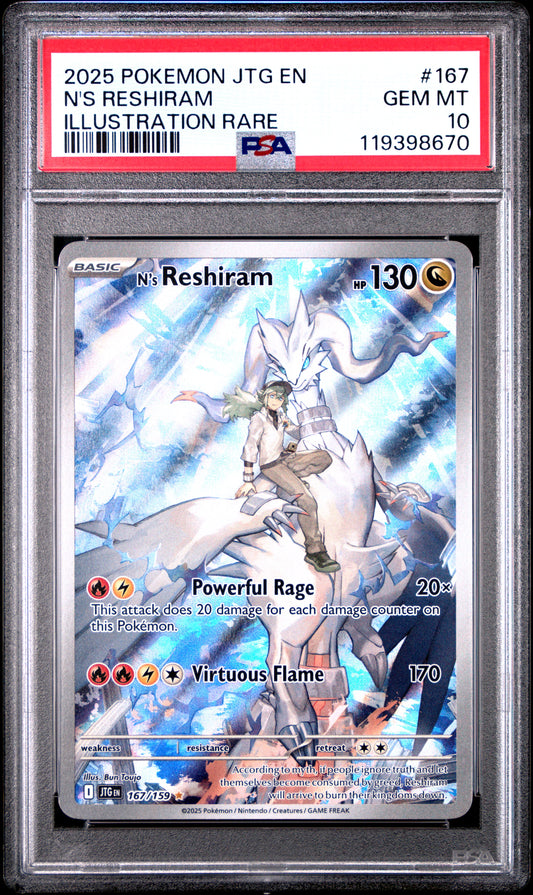 N's Reshiram PSA 10 2025 Pokemon Jtg En-Journey Together #167