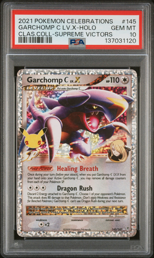 Garchomp C Lv.X Holo PSA 10 2021 Pokemon Celebrations Classic Collection #145