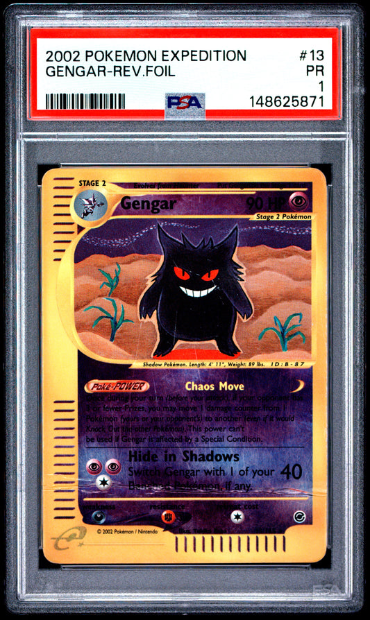 Gengar Reverse Holo PSA 1 2002 Pokemon Expedition #13 POP 19