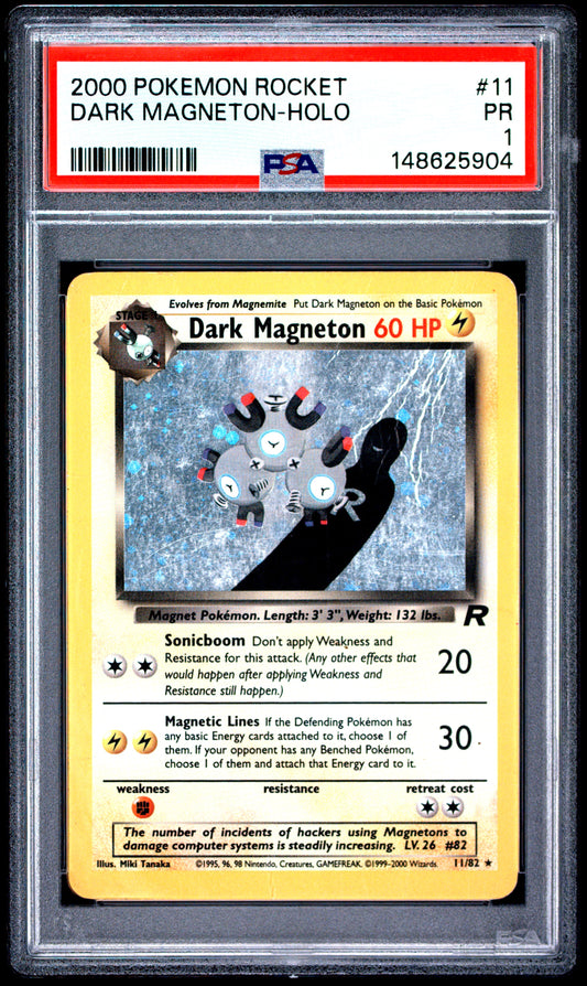 Dark Magneton Holo PSA 1 2000 Pokemon Rocket #11 LOW POP