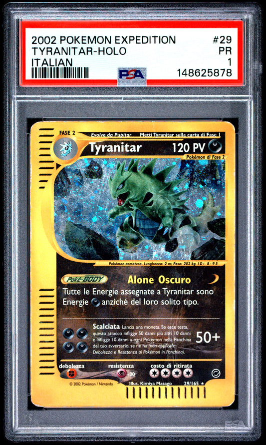 Tyranitar Holo PSA 1 2002 Pokemon Italian Expedition #29 POP 2