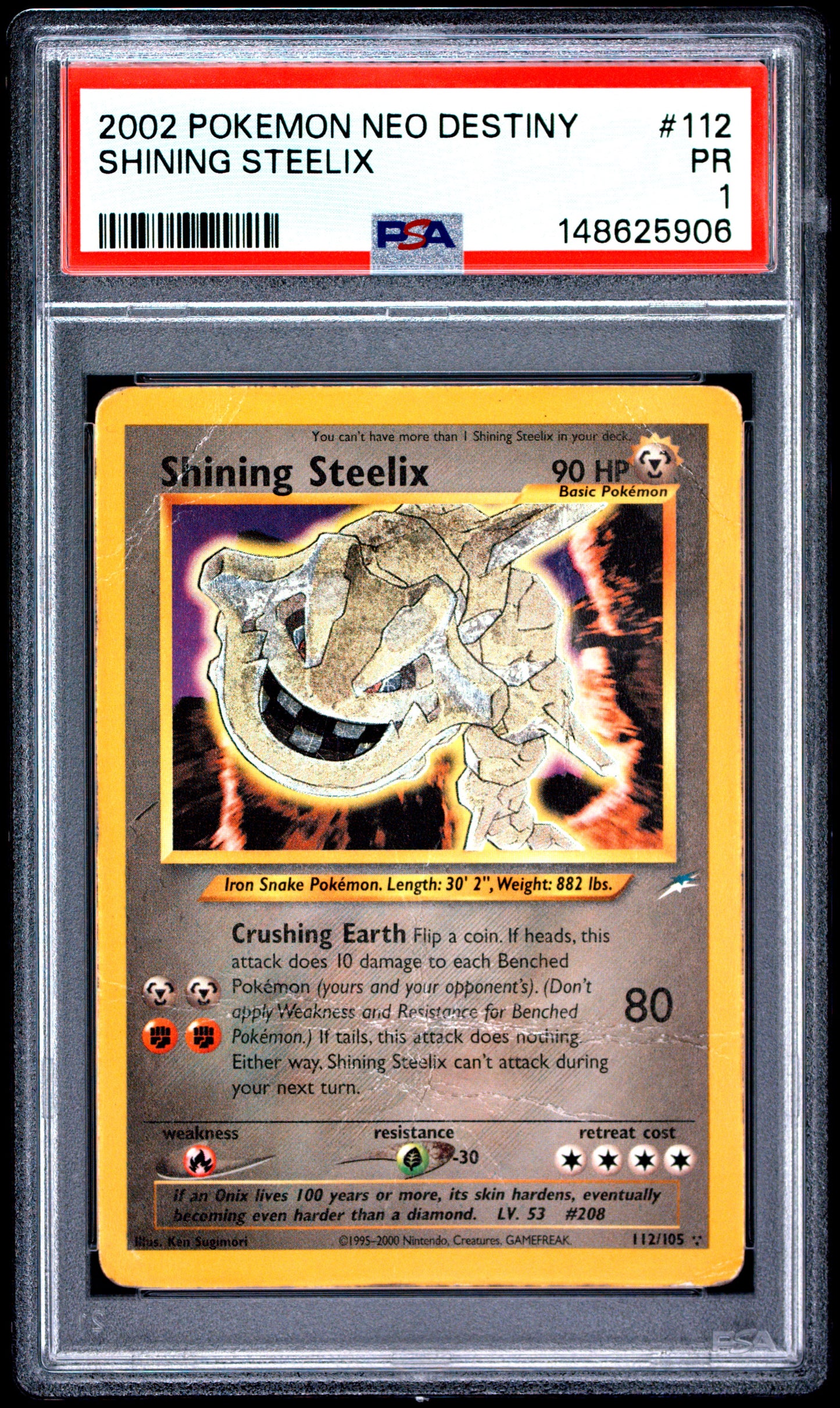Shining Steelix PSA 1 2002 Pokemon Neo Destiny #112