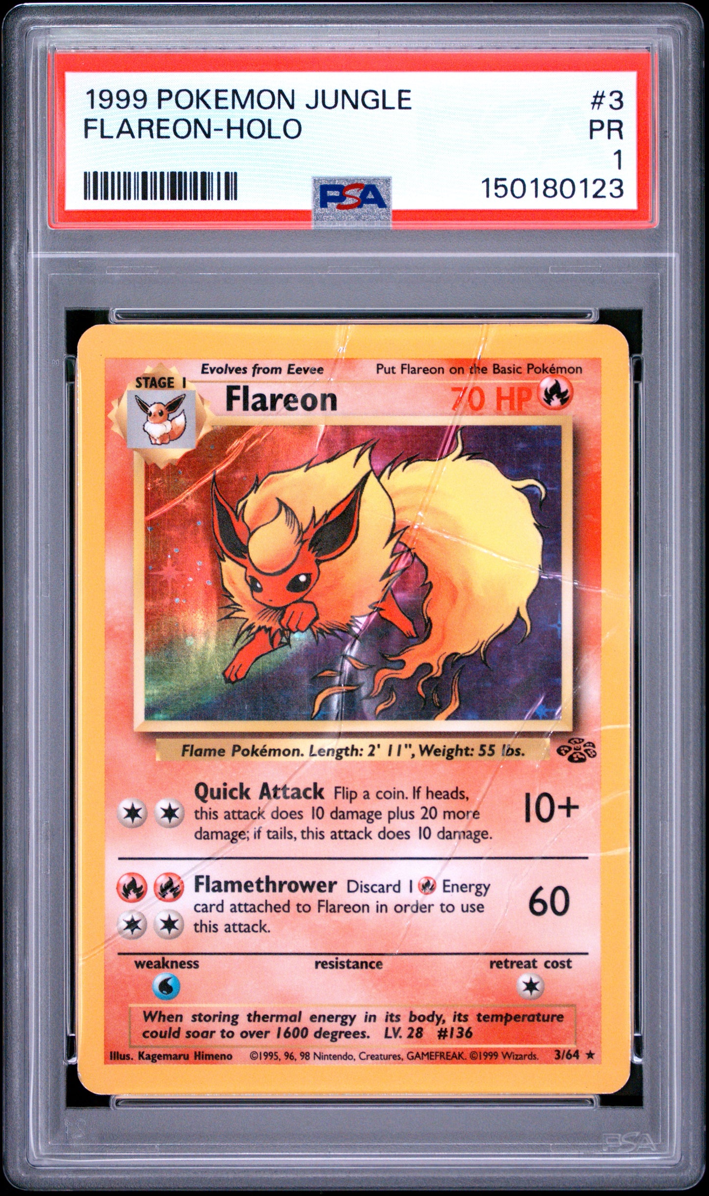 Flareon Holo PSA 1 1999 Pokemon Jungle #3
