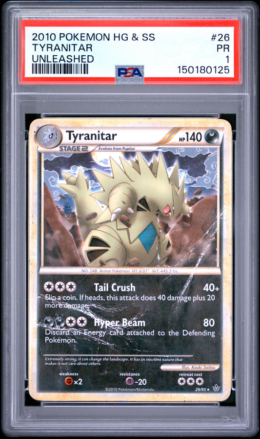 Tyranitar PSA 1 2010 Pokemon Heartgold & Soulsilver Unleashed #26 POP 1