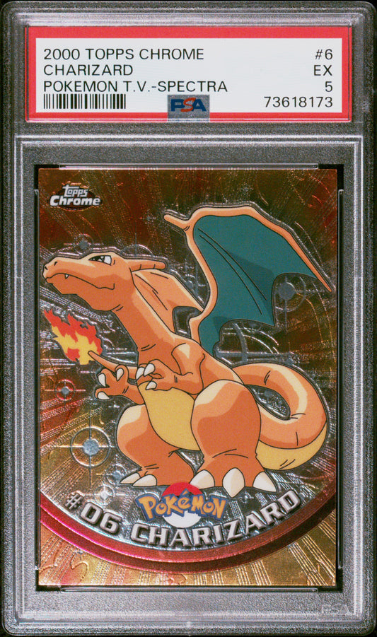 Charizard Pokemon T.V. PSA 5 2000 Topps Chrome Pokemon T.V. #6