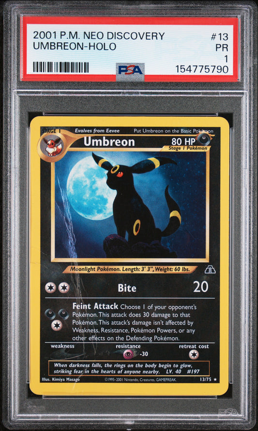 Umbreon Holo PSA 1 2001 Pokemon Neo Discovery #13