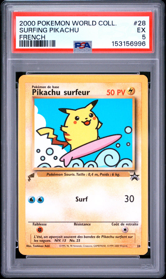 Surfing Pikachu French PSA 5 2000 Pokemon Pikachu World Collection #28