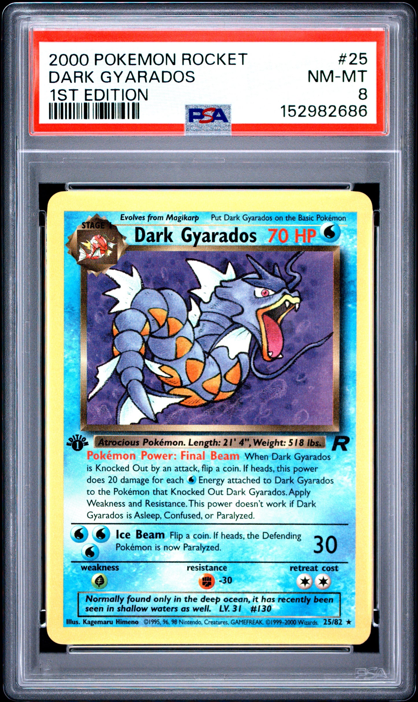 Dark Gyarados 1st Edition PSA 8 2000 Pokemon Team Rocket #25