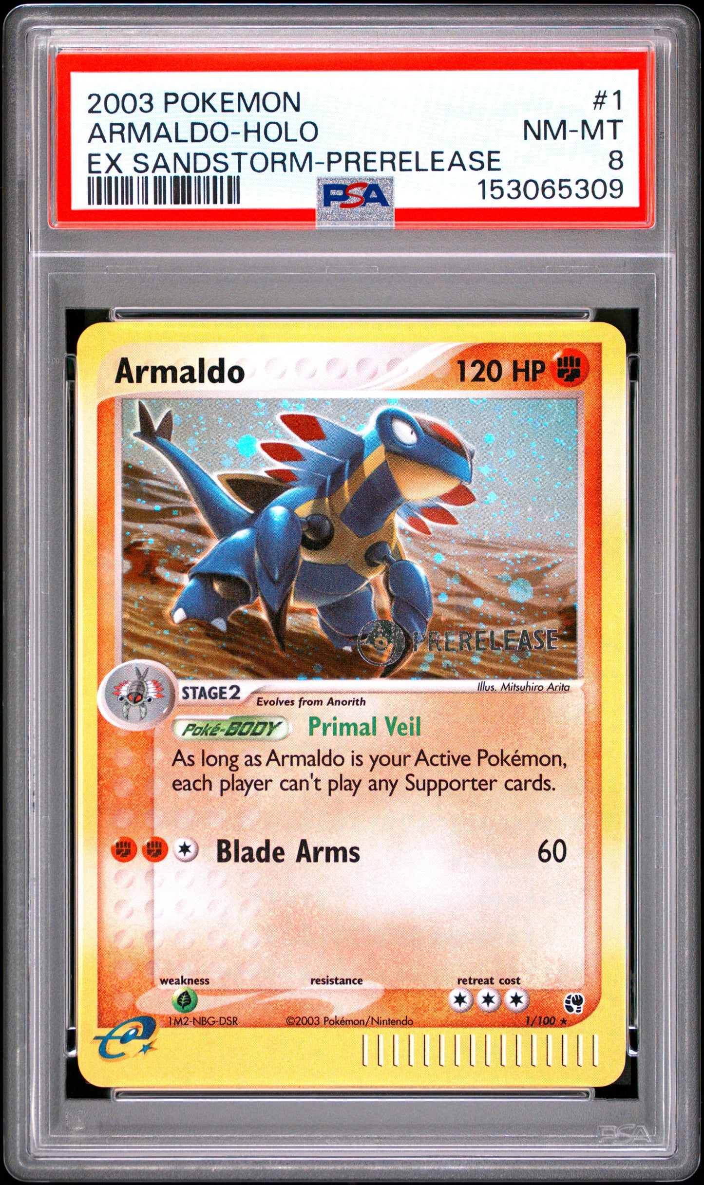 Armaldo Holo Prerelease PSA 8 2003 Pokemon Ex Sandstorm #1 LOW POP