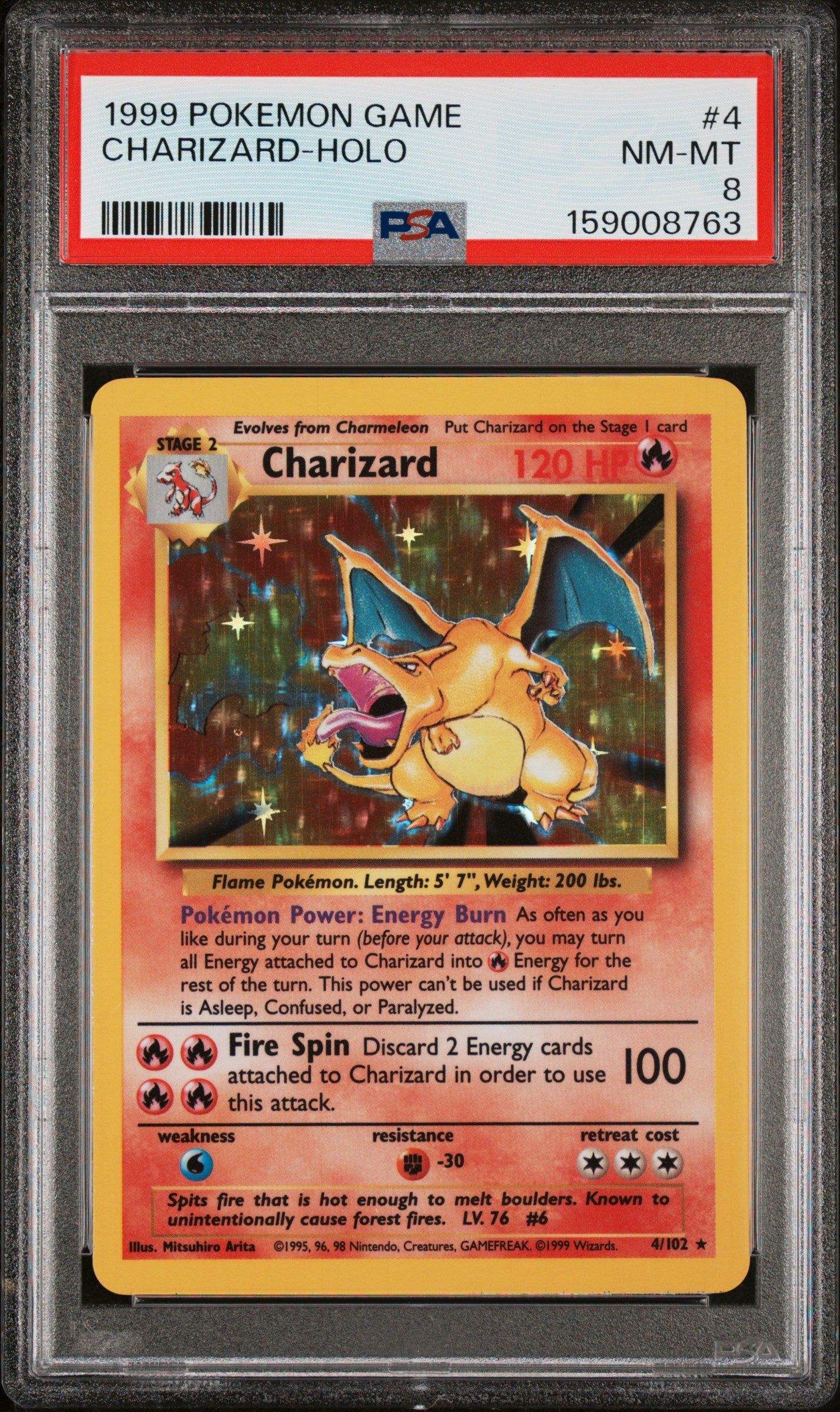 Charizard Holo PSA 8 1999 Pokemon Game #4