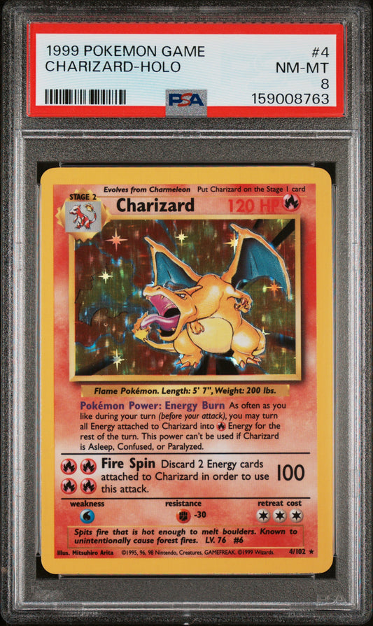 Charizard Holo PSA 8 1999 Pokemon Game #4